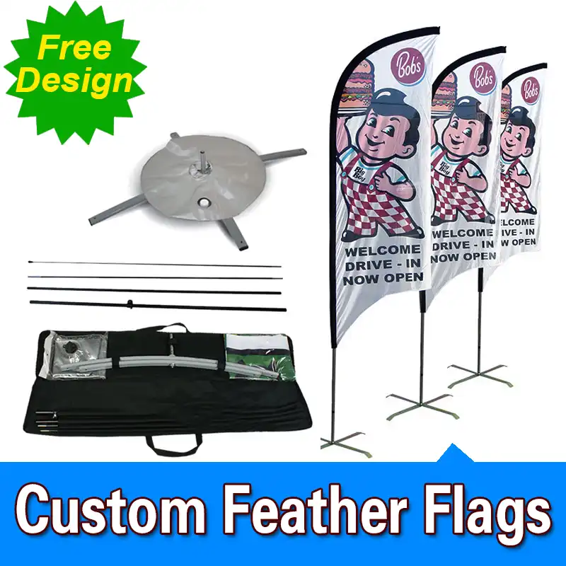 Single Sided Cross Base Feather Banners Flag Signs Advertising