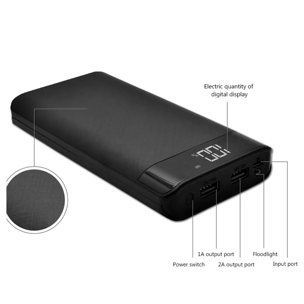 Портативный внешний аккумулятор с двумя USB портами и ЖК дисплеем 8x18650 5 В 2 А| |