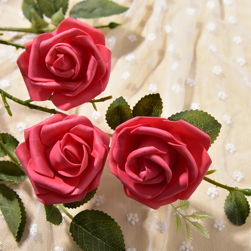 50 шт. 7 см ПЭ пены розы искусственные головки цветов для DIY венки Свадебные События украшения дома и сада декоративные принадлежности красочные