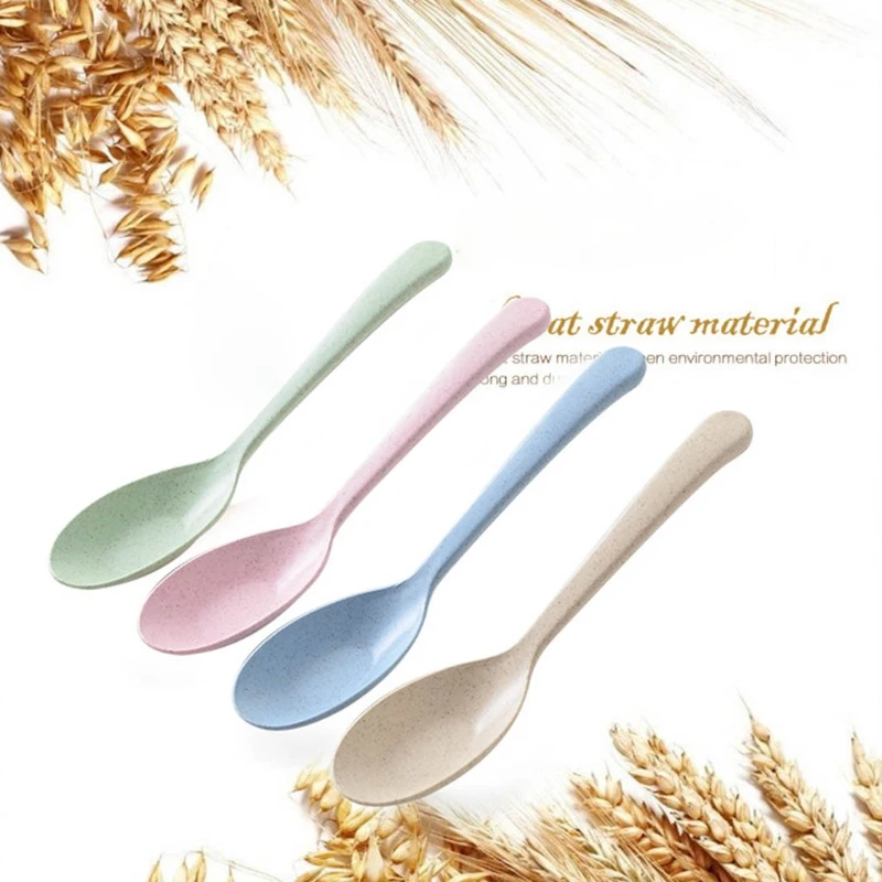 

Baby Care Baby Spoon Natural Wheat Straw Stem Rice Feeding Kids Tableware Heat Resistance Baby Love