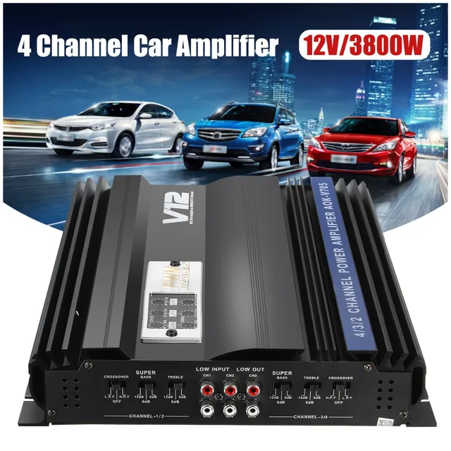 Special Price KROAK 3800W RMS 4 Channel 12V 4ohm Truck Car Audio Power Stereo Amplifier Amp Speaker Metal