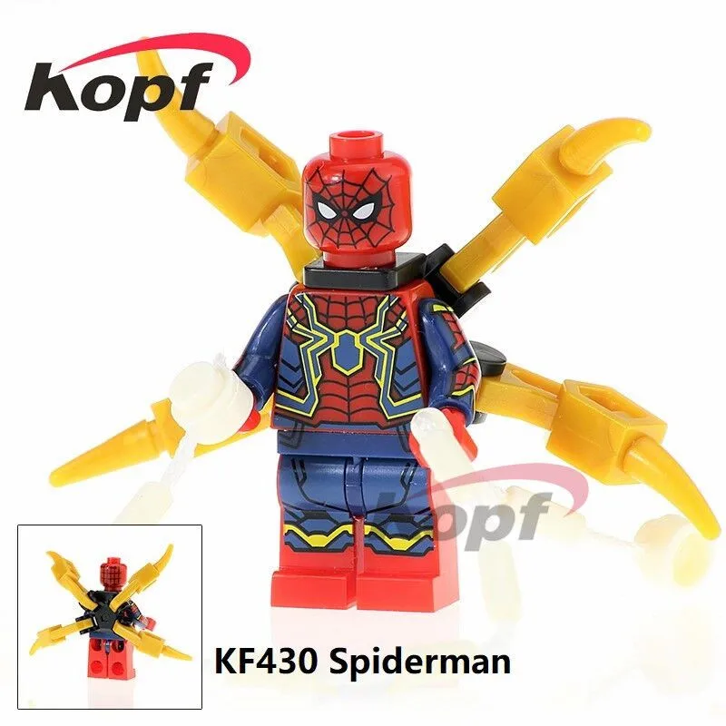 

Super Heroes Single Sale Spider-Man Thanos Captain America Series INFINITY WAR Bricks Building Blocks Children Gift Toys KF430