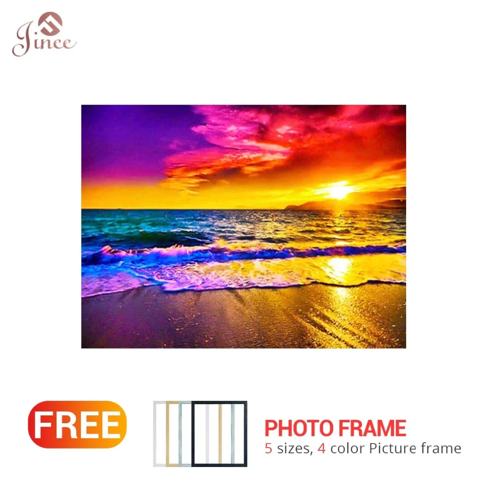 

Colorful Beach Diamond Painting Landscape Cross Stitch Pictures Of Rhinestones Full Square Diamond Embroidery Scenery Wall Decor