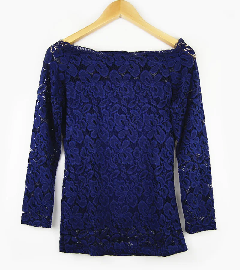 Rogi Blusas Mujer De Moda 2019 женские кружевные блузки с длинным рукавом открытыми плечами