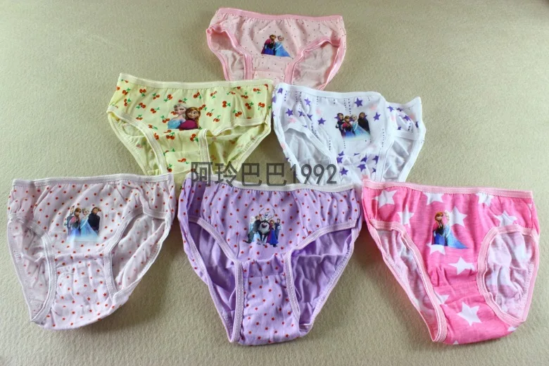 NEW Beautiful Gift Pack Girls Elsa Anna Cartoon Briefs Top Quality Kids Snow Cotton Underwear Mixed Colors Cute Panties 6Pcs/lot