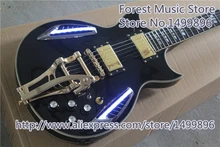 Heißer Verkauf China OEM Schwarzen Hochglänzenden ES Elektrische Gitarre Mit LTD Licht Für Verkauf