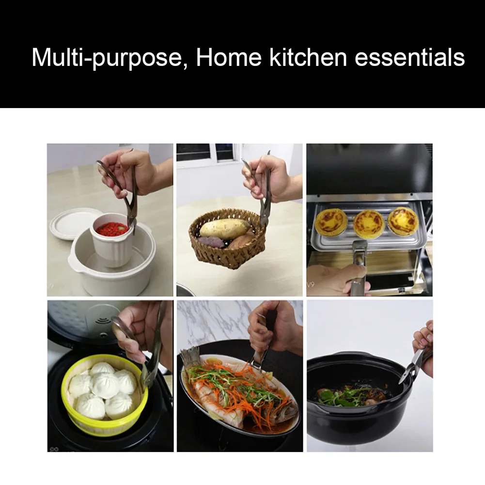 Kitchen Portable Stainless Steel Anti-scald Bowl Dish Clamp Hot Pan Clip Gripper