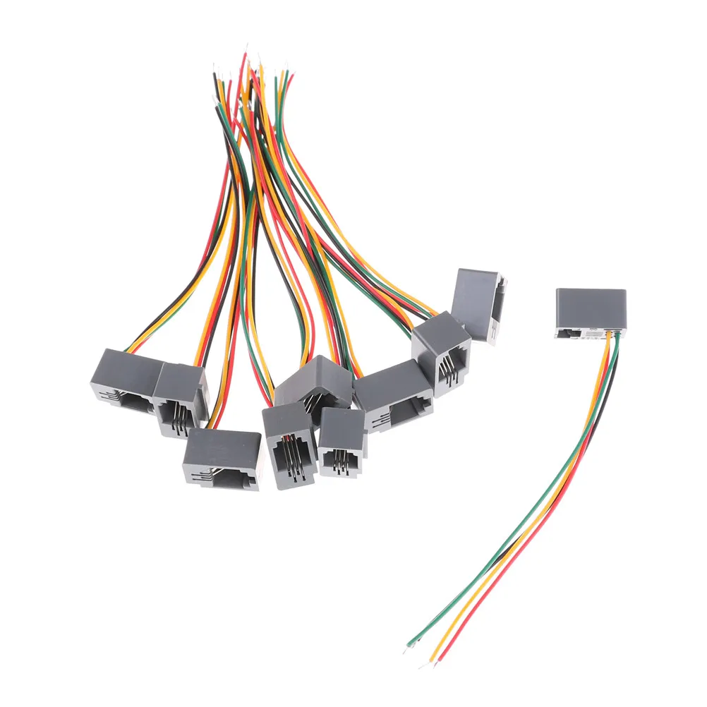 

10 Pcs 616E 4P4C RJ11 Female Telephone Connector Adapter 4 Wires 8cm Hot