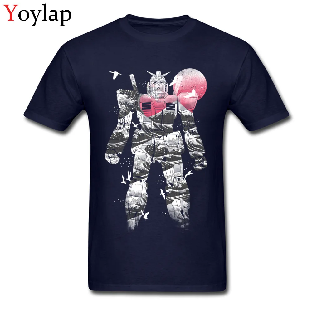 Casual Tops Tees for Men Funky Summer Fall Crew Neck 100% Cotton Short Sleeve T-Shirt Anime Wave Cool Tee-Shirt Top Quality navy