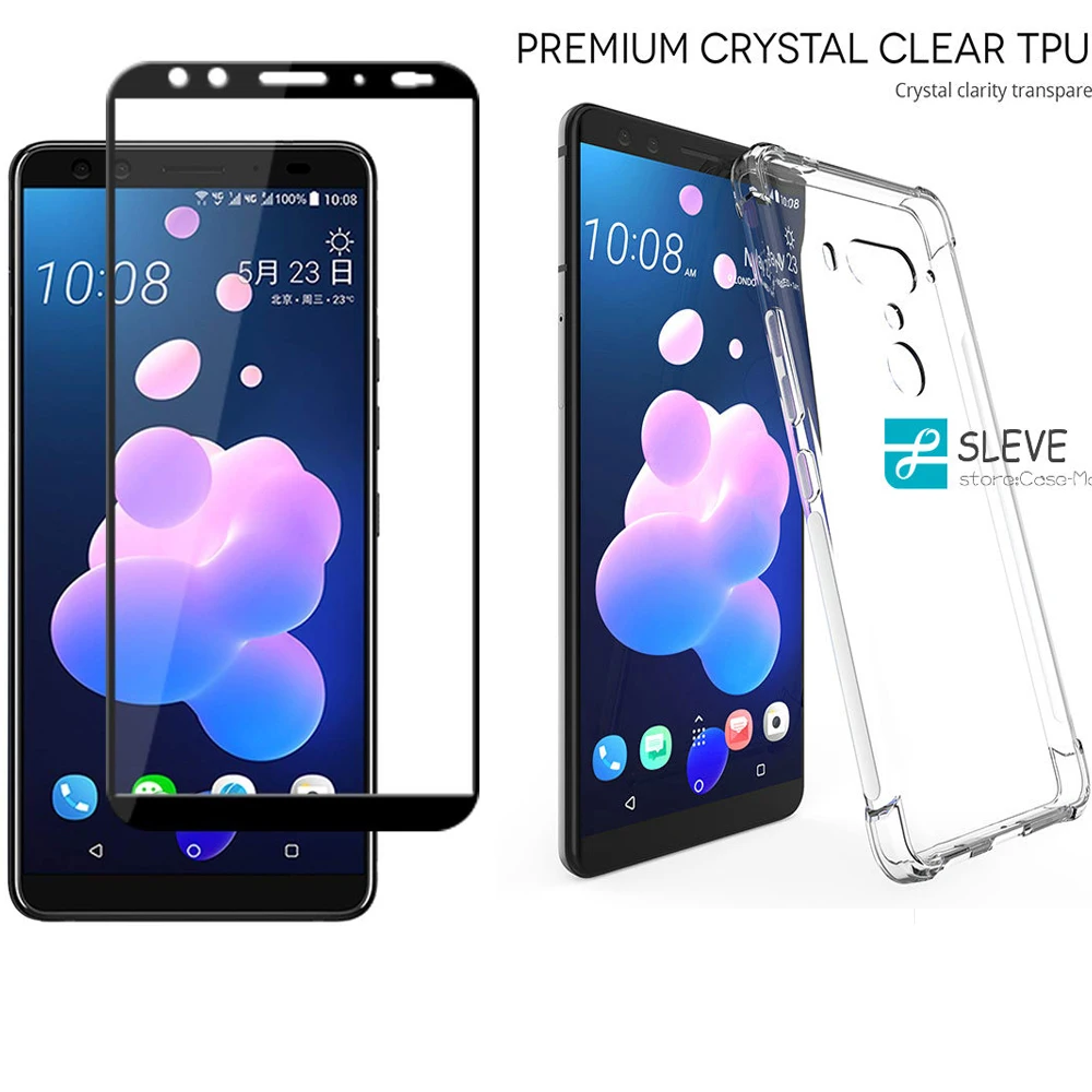 

For HTC U12 Plus Drop-proof Armor Soft TPU Case With Full Cover Tempered Glass for HTC U12 Plus U12Plus U12+ 6.0" Case