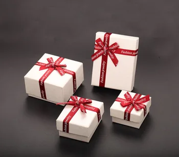 

4 * 4cm Jewelry Box Bow Ring Earring Box Boutique Gift Box jewelry organizer