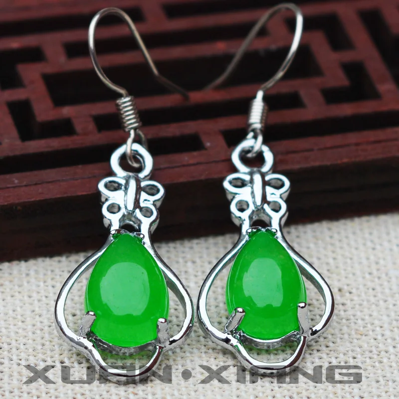 

2pair/lot Drop Shipping Women Earrings Green Malay Jades Stone Earrings Drop Earrings Gift for Pretty Women's Fashion Jewelry