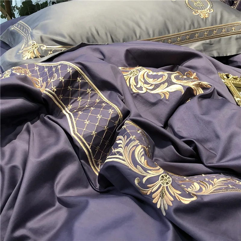 60 Египетский хлопок европейский стиль вышивка удобные постельные принадлежности RUIYEE бренд King Размеры постельный комплект набор пододеяльн