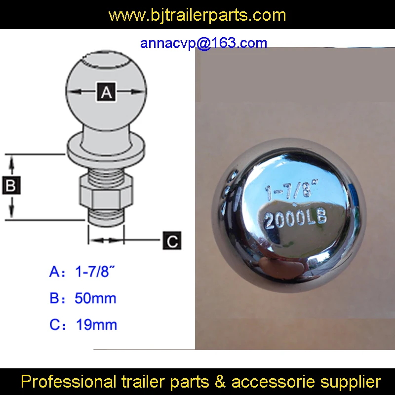 Хромированный буксировочный шар 1-7/"(47,6 мм), диаметр хвостовика 3/4". Тяговая тяга для прицепа, Тяговая тяга фунтов, детали для прицепа, буксировочная муфта для прицепа