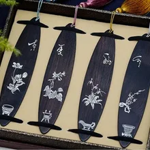 Четыре сезона Творческий традиционные деревянные закладки набор с ленточки Классический китайский стиль литература подарочный набор 4 шт./компл