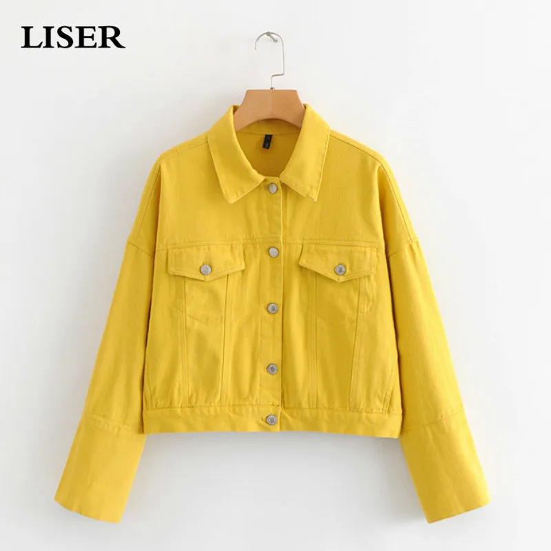 

LISER 2019 Spring Women Denim Jacket Basic Jean Jacket Streetwear Harajuku Veste Femme