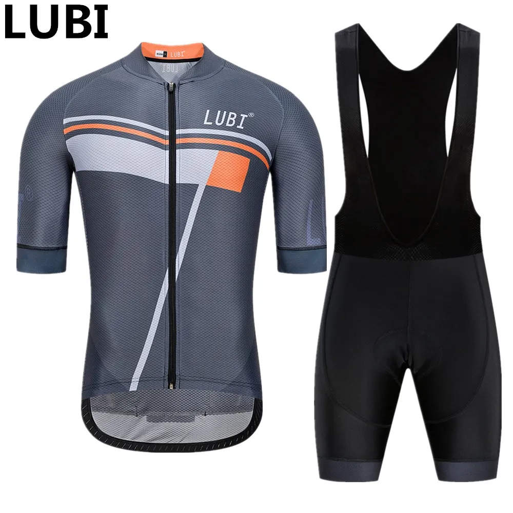 

LUBI Men Cycling Set Summer Short Sleeve Jersey Pro Team Wear High Density Sponge Pad MTB Clothes Kit Bike Clothing Road Suit