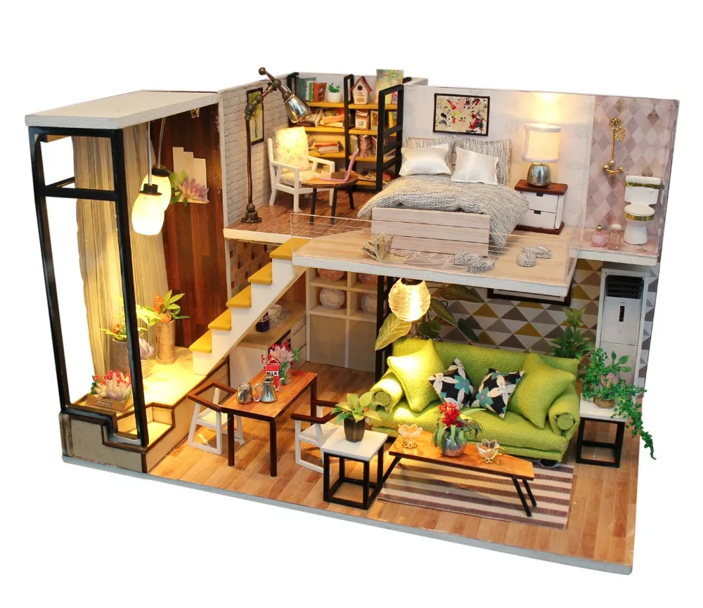 

DIY Wooden Doll House Model Miniature Diy Puzzle Toy Assemble With Furniture Building Blocks Toys Birthday Gifts Christmas Gifts
