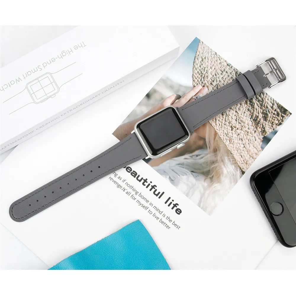Essidi кожаный ремешок для Apple Watch Series 1 2 3 4 Смарт Браслет ремешок 38 мм 40 мм 42 мм 44 мм женский ремешок для мужских часов для Iwatch