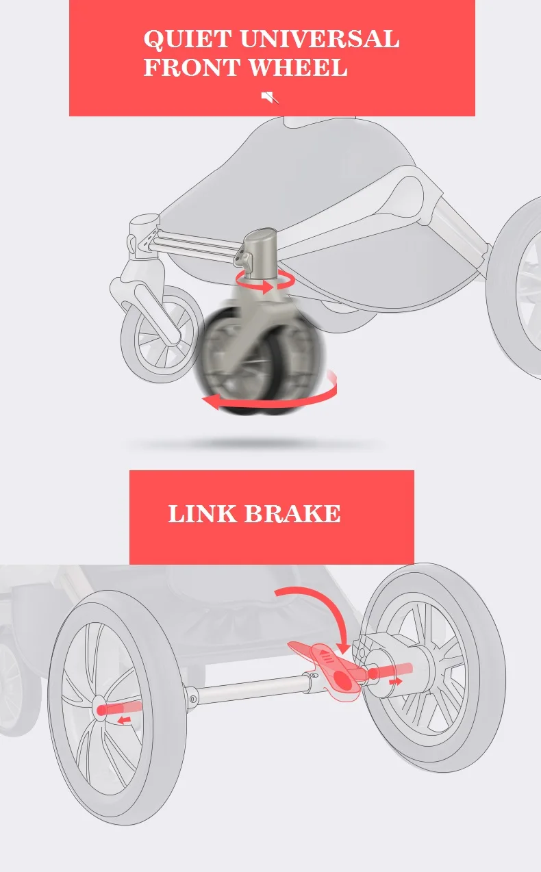 Carrinho de Bebê de Couro Carrinho de Bebê Carrinho de Bebê Rotação de 360 Mãe Gostosa Alta Paisagem Graus Pu Padrão Europeu Infantil Dobrável 18 stroller stroller