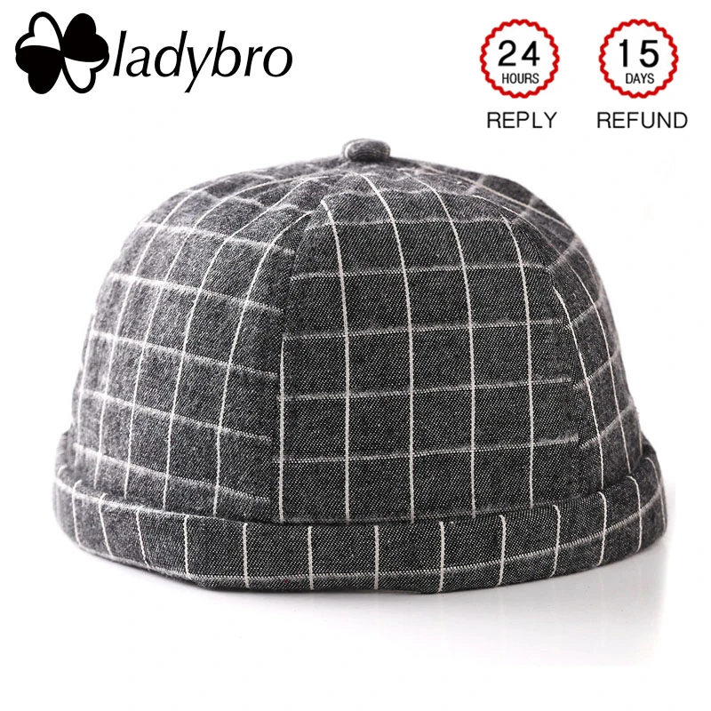 

Ladybro Men Landlord Hat Women Lattice Beret Cap Male Autumn Winter Hat Female Street Melon Hat Lady Retro Bonnet Cap Femme