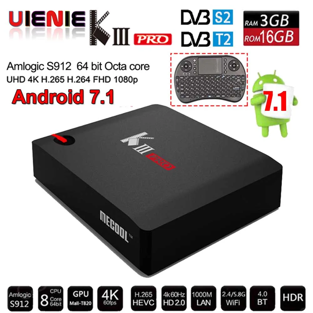 UIENIE MECOOL KIII PRO DVB-S2 DVB-T2 DVB-C Android 7.1 TV Box 3GB 16GB K3 Pro Amlogic S912 Octa Core 64bit Combo Clines NEWCAMD UIENIE MECOOL KIII PRO DVB-S2 DVB-T2 DVB-C Android 7.1 TV Box 3GB 16GB K3 Pro Amlogic S912 Octa Core 64bit Combo Clines NEWCAMD