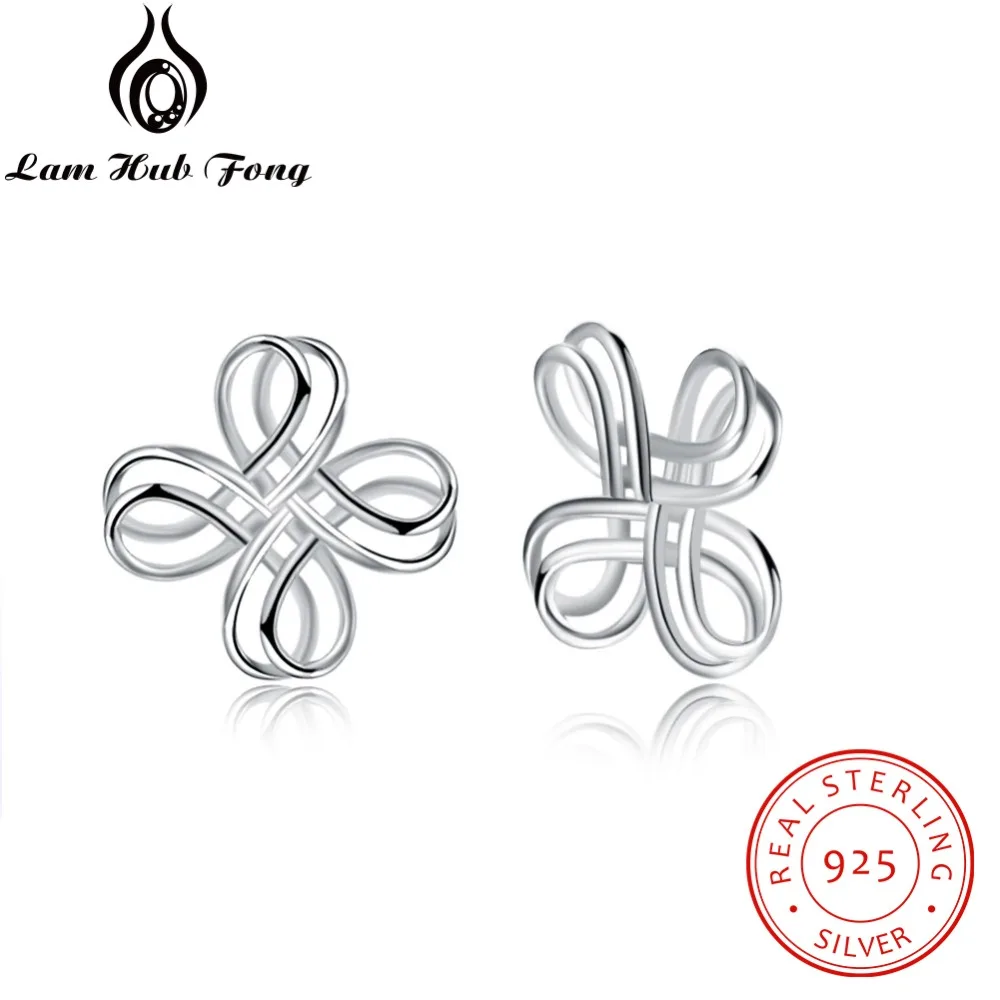 

Braided Design 100% 925 Sterling Silver Stud Earrings Metallic Earrings For Women Ladies Party Ethnic Jewelry (Lam Hub Fong)