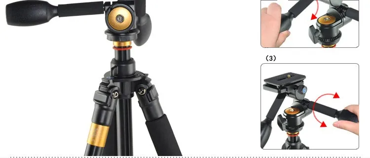 QZSD Q80 двойная ручка Алюминий головка штатива для видеокамеры 3-ходовая рулевая колонка с пластиной быстрого крепления для Камера штатив монопод