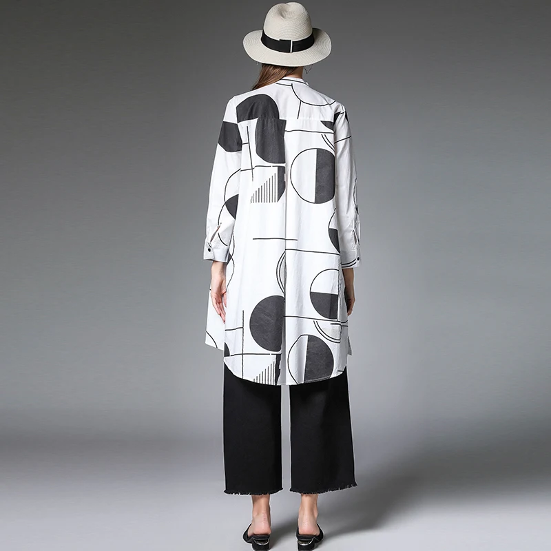 2019Autumn 100% Cotton irregular shirt mandarin