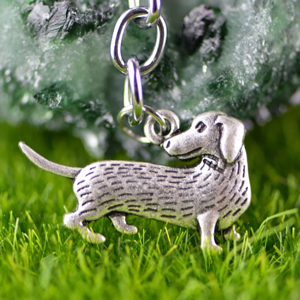 Tkuamigo брелок для собак, металлический брелок для таксы, брелок для любимого питомца, собачка, античный серебряный щенок, подарок, ювелирные изделия, A186