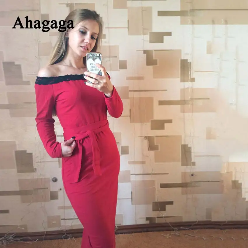 Женское кружевное платье-футляр Ahagaga повседневное облегающее платье с вырезом