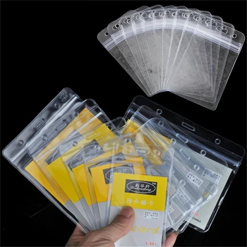 

10Pcs Clear Convenient Transparent PVC Badge Work Exhibition ID Name Waterproof Card Holders with Zipper Office Supplies New