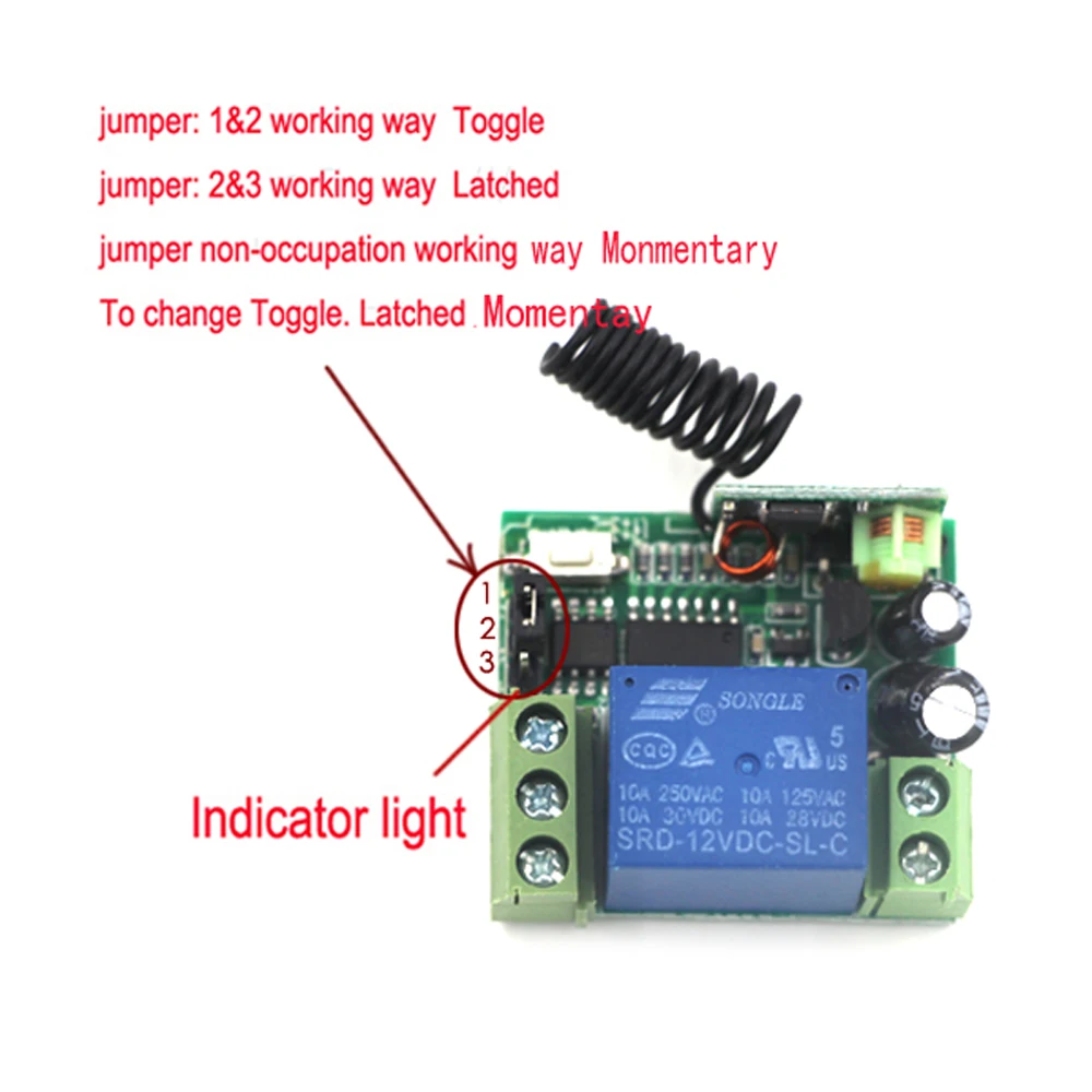 Мини Размер DC 12 В 1CH 1 CH 10A беспроводной пульт дистанционного управления светильник приемник Пульт дистанционного управления мотор насос релейная система 315/433 МГц