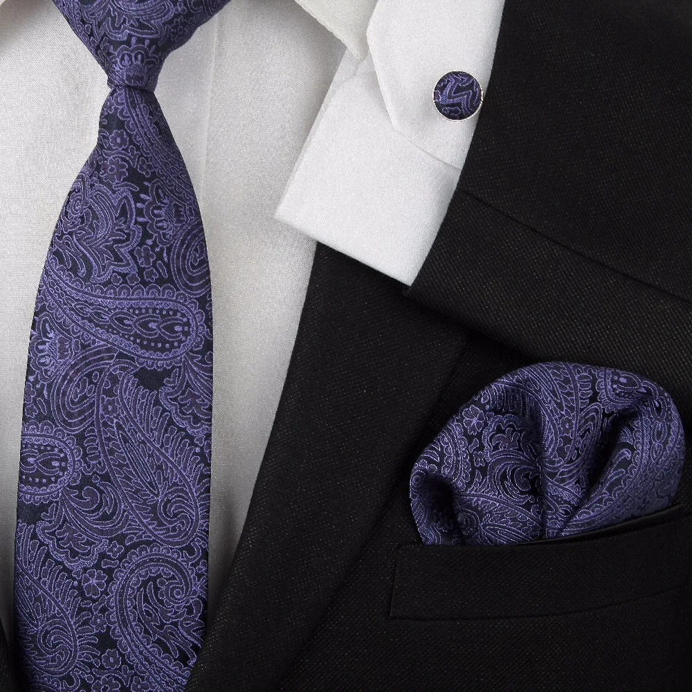  2019 Silk Neck tie set ties for men necktie cufflinks business Handkerchief wedding