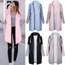 Droppshiping Autumn Winter Women Cardigan Coat Long Sleeve Sweatshirt Spliced Color Jacket Ladies Casual Outwear BFJ55
