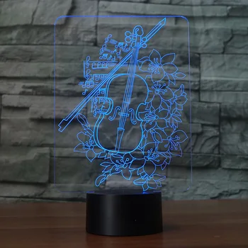 

Lovely violin multicolor 3d night light 7 changing colors atmosphere light touch switch as a gift or home decor