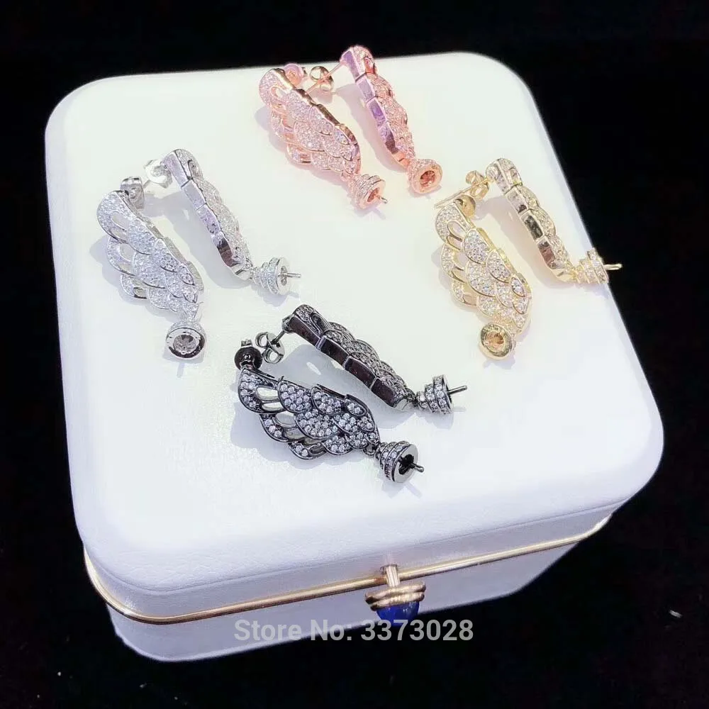 

Women's High Quality Golden plated Paved CZ Earrings Back Micro Jewelry Connector DIY Fine Jewellery Making