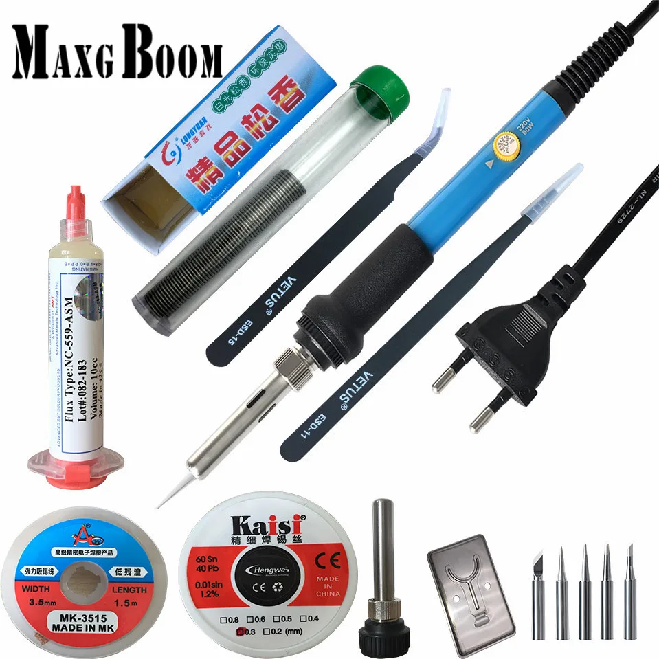 

Luxury suits 60W 220V EU / US Electric Adjustable Temperature Welding Solder Soldering Iron Rework Repair Tool With
