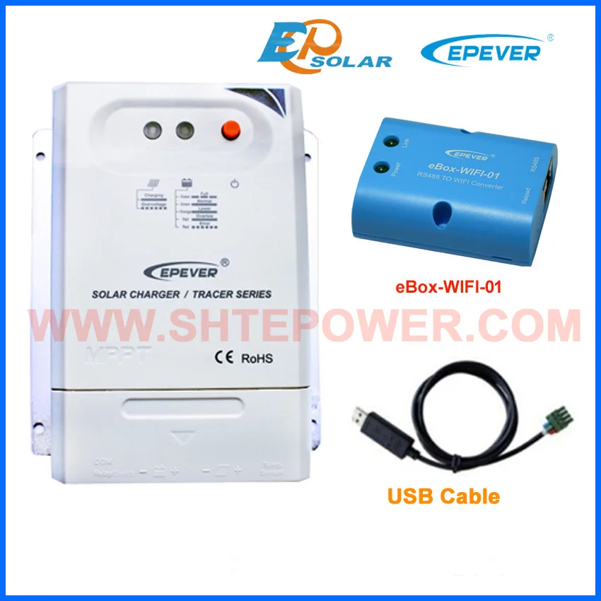 

30A MPPT Tracer3210CN Solar regulator with wifi box and USB communication cable for 12v 24v auto work