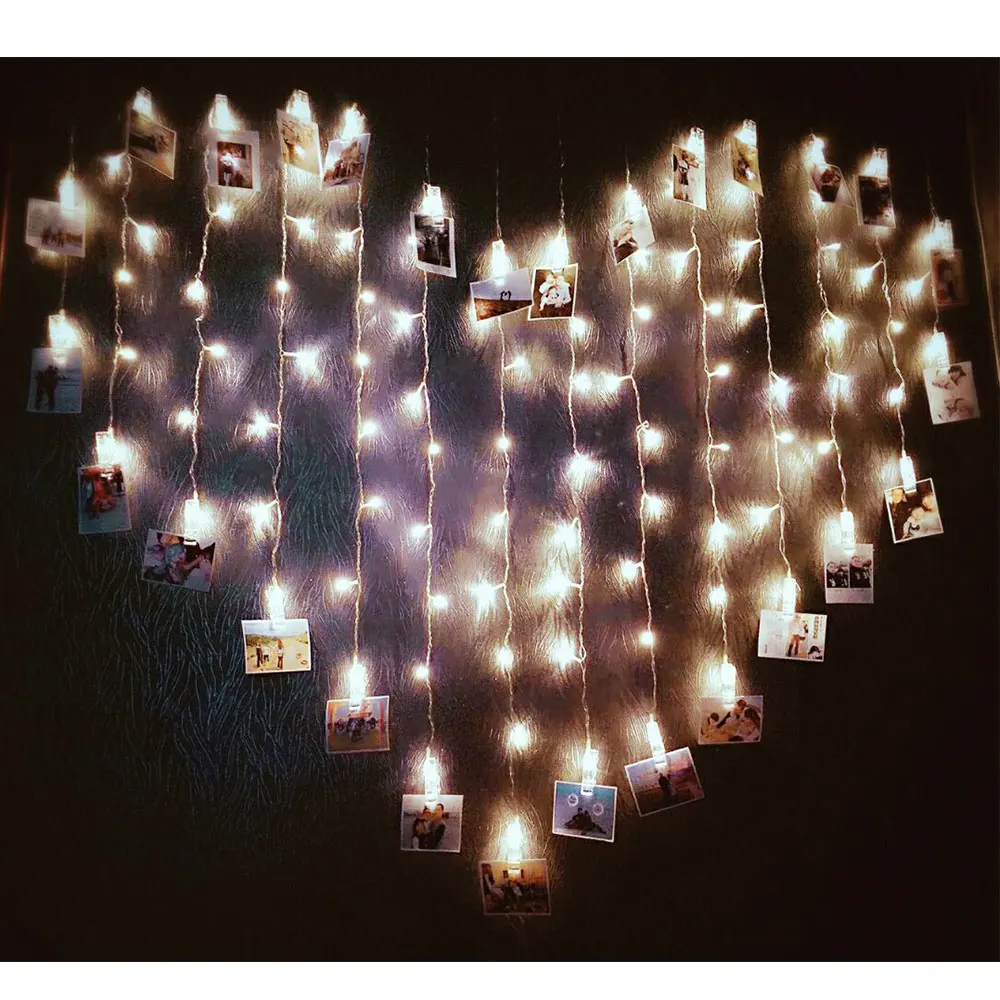 2 м/3 м/6 M держатель фото светодиодный гирлянда свет шнура Новый год вечерние свадебные фея домашнего декора огни Батарея/USB