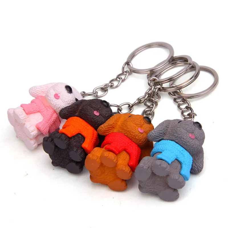 Cute Cartoon Scarf Dogs PVC Figures Toys Keychain Small Puppy Dogs Key Bag Pendants 4pcsset 10 sets (5)