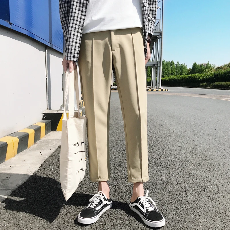 2018 New Three-dimensional Cropped Wild Nine Harlan Slim Casual Pants Personality Fashion Classic Simple Tide Male Pop Youth
