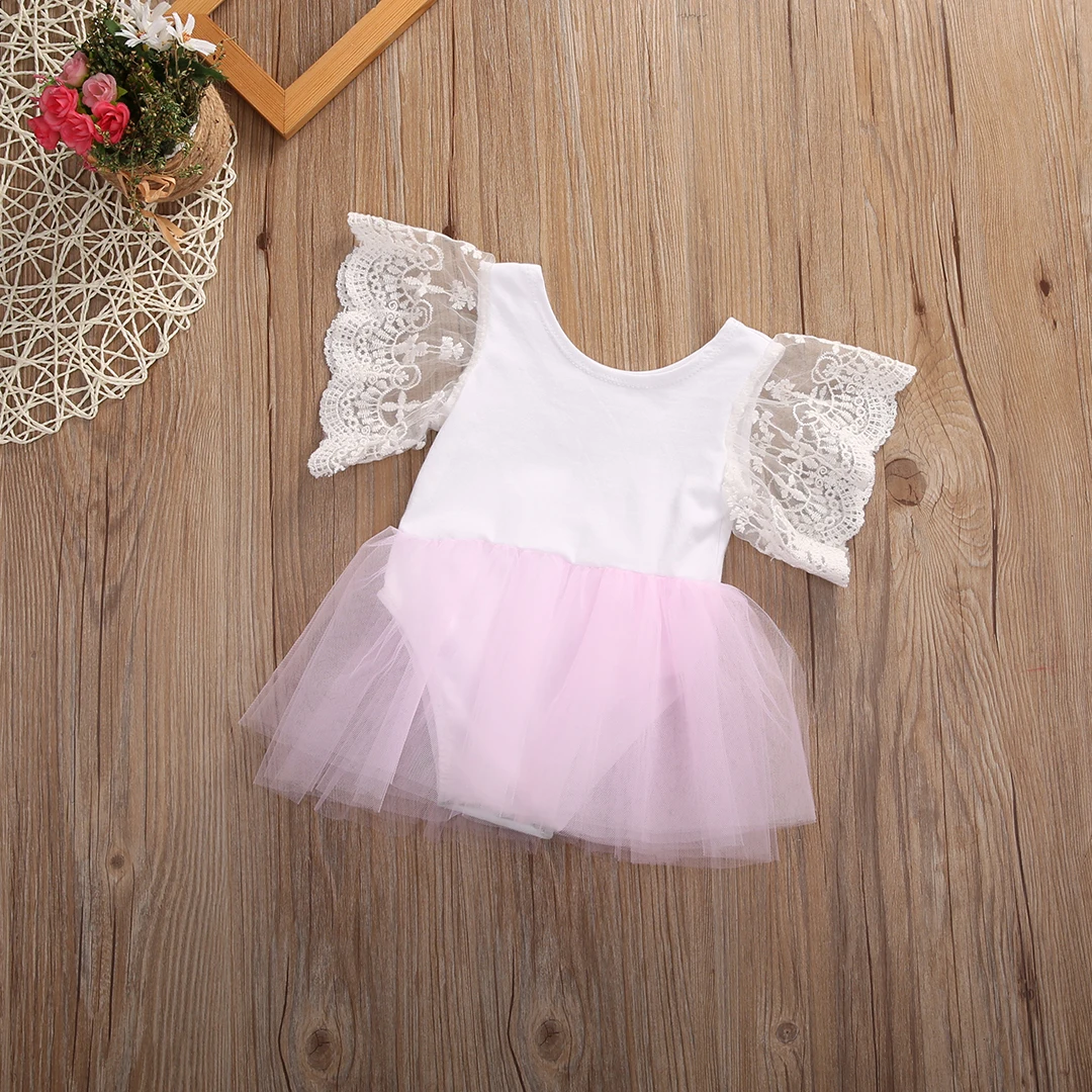 Kids Baby Girls Party Tulle Romper Toddler Infant Girls Clothing Lace