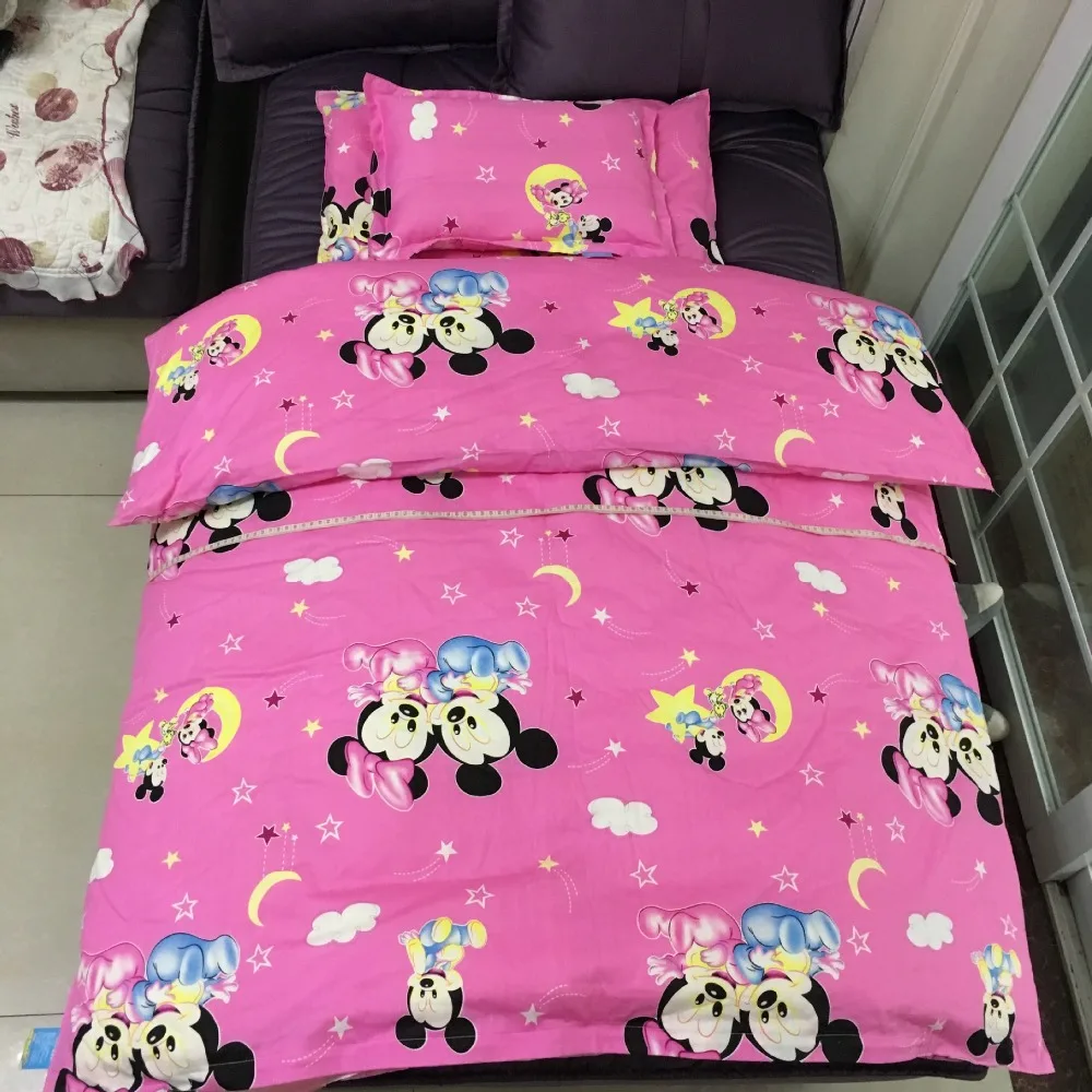 Детский комплект постельного белья из хлопка с изображением Диснея, детская кроватка, пододеяльник, Микки Маус, Минни, комплекты для