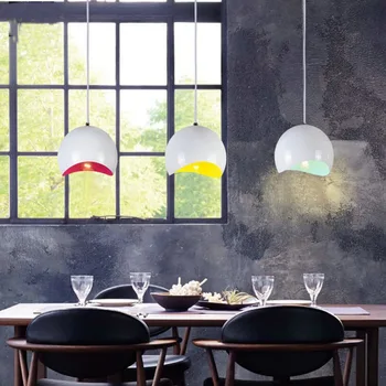 

Simple modern aluminum semicircle LED handing lamps Livingroom creative eggshell three colors pendant lights Restaurant bar lamp