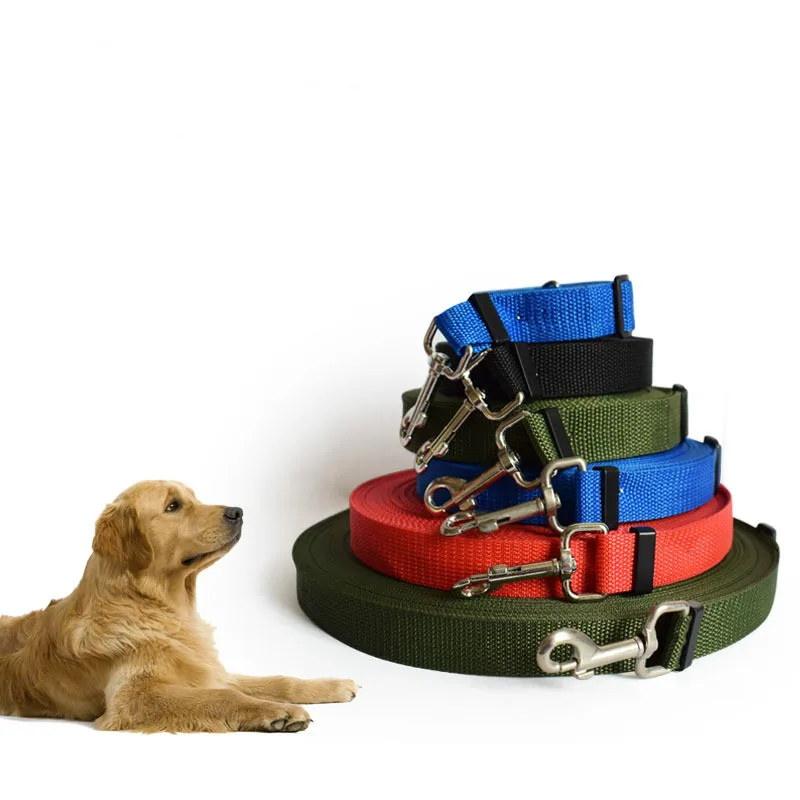 #Best 5m 50m Cat Dog Nylon Training Harness Leash Width 2.5cm Pet Puppy Dog Long Adjustable Lead Collar dogs traction rope belt