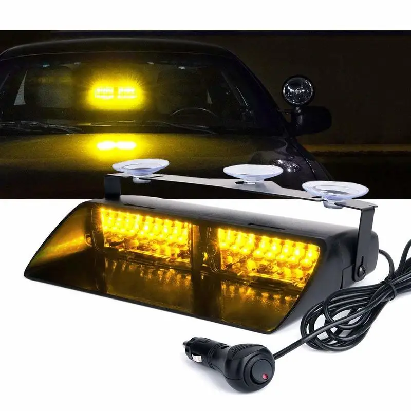 Amber Yellow 16 LED High Intensity LED Law Enforcement Emergency Hazard Warning Strobe Lights