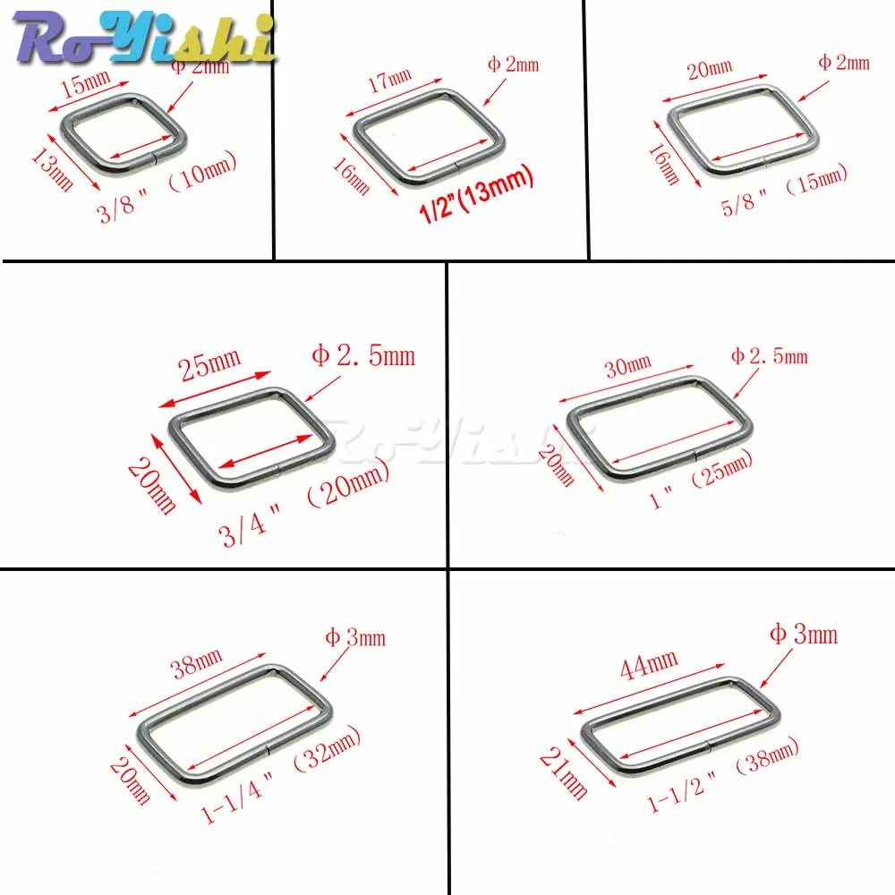 Metal wire formed rectangle ring loops for webbing 10 12 15 20 25 32 38 mm 