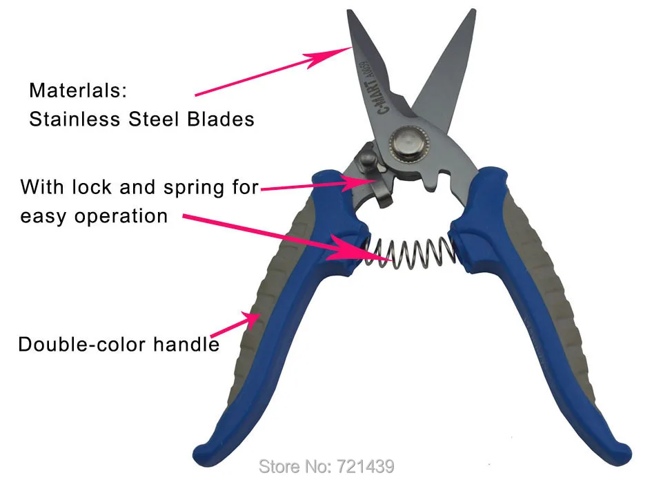 C-mart professional multi-function ножницы кевлара/sheet shear garend инструменты Обрезка инструменты A0059-07