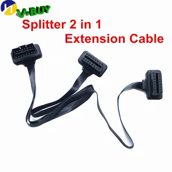 

OBD2 Y Splitter 2 in 1 Extension Cable 8pin Ultra-thin Elbow Noodles Cable Diagnostic Connector Cable Car